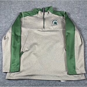 Michigan State Spartans Jacket Mens Large Gray 1/4 Zip Pullover Basketball MSU